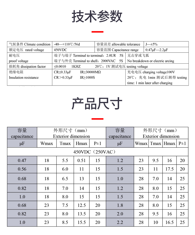 MDH點火電容的參數(shù)